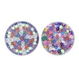 Two Drew Ebelhare close-packed millefiori paperweights, dated 2007