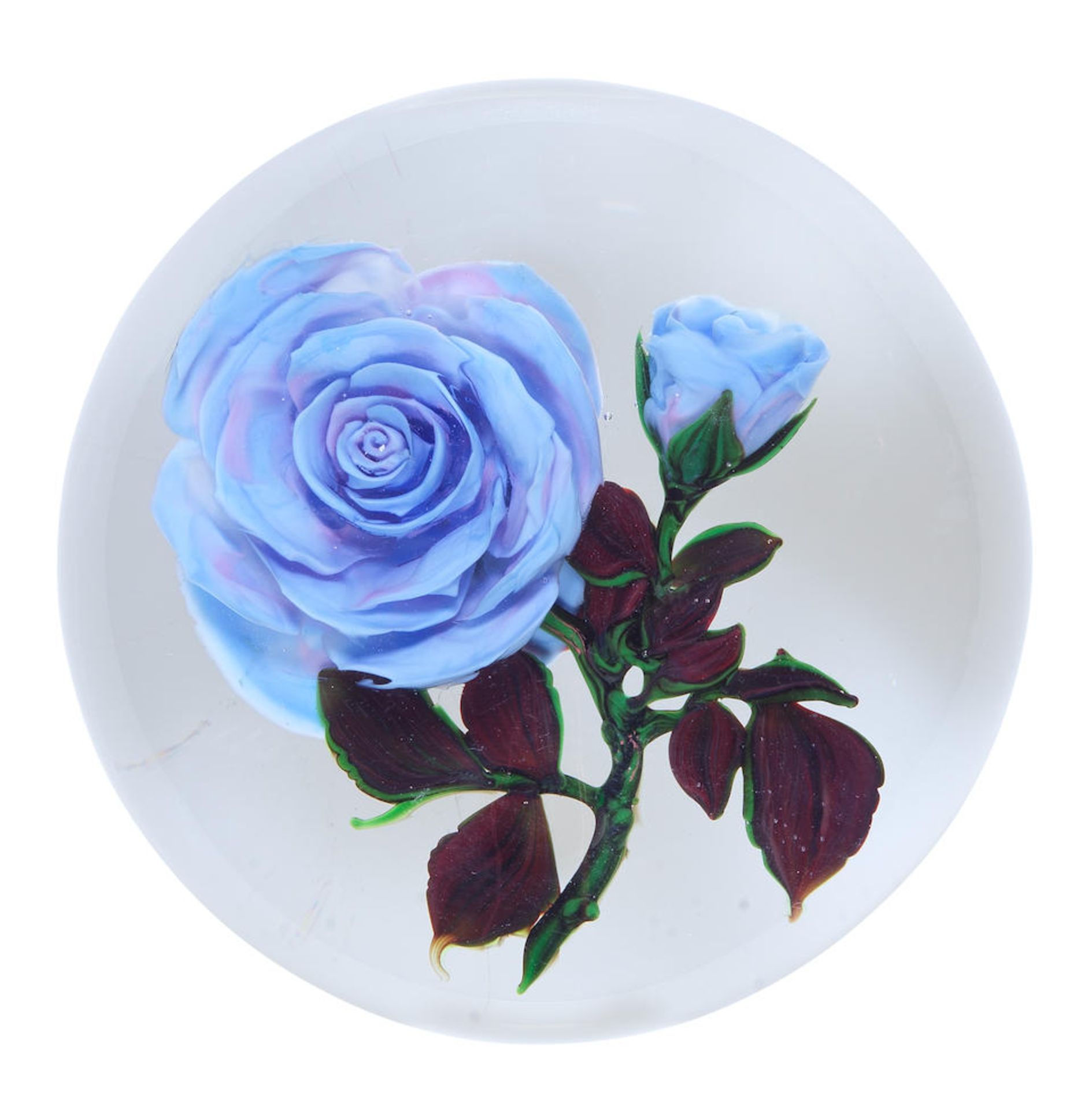 A Rick Ayotte blue rose spray magnum paperweight, dated 1996