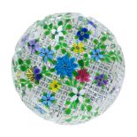 A Debbie Tarsitano faceted floral collage magnum paperweight, circa 1990