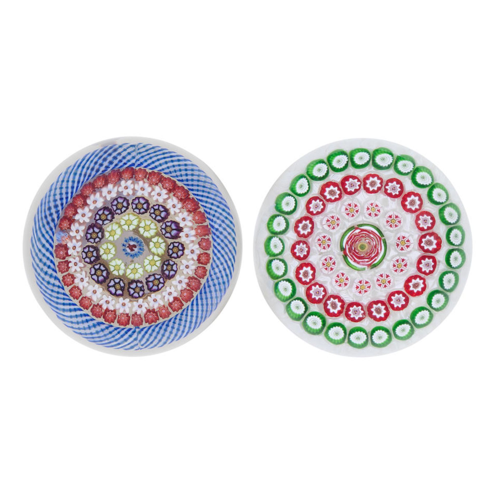 Two Parabelle Glass concentric millefiori paperweights, dated 1987 and 1996