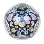 A Whitefriars faceted patterned millefiori 'Bumble Bee' paperweight, dated 1980