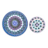 Two Drew Ebelhare concentric millefiori paperweights, dated 2000