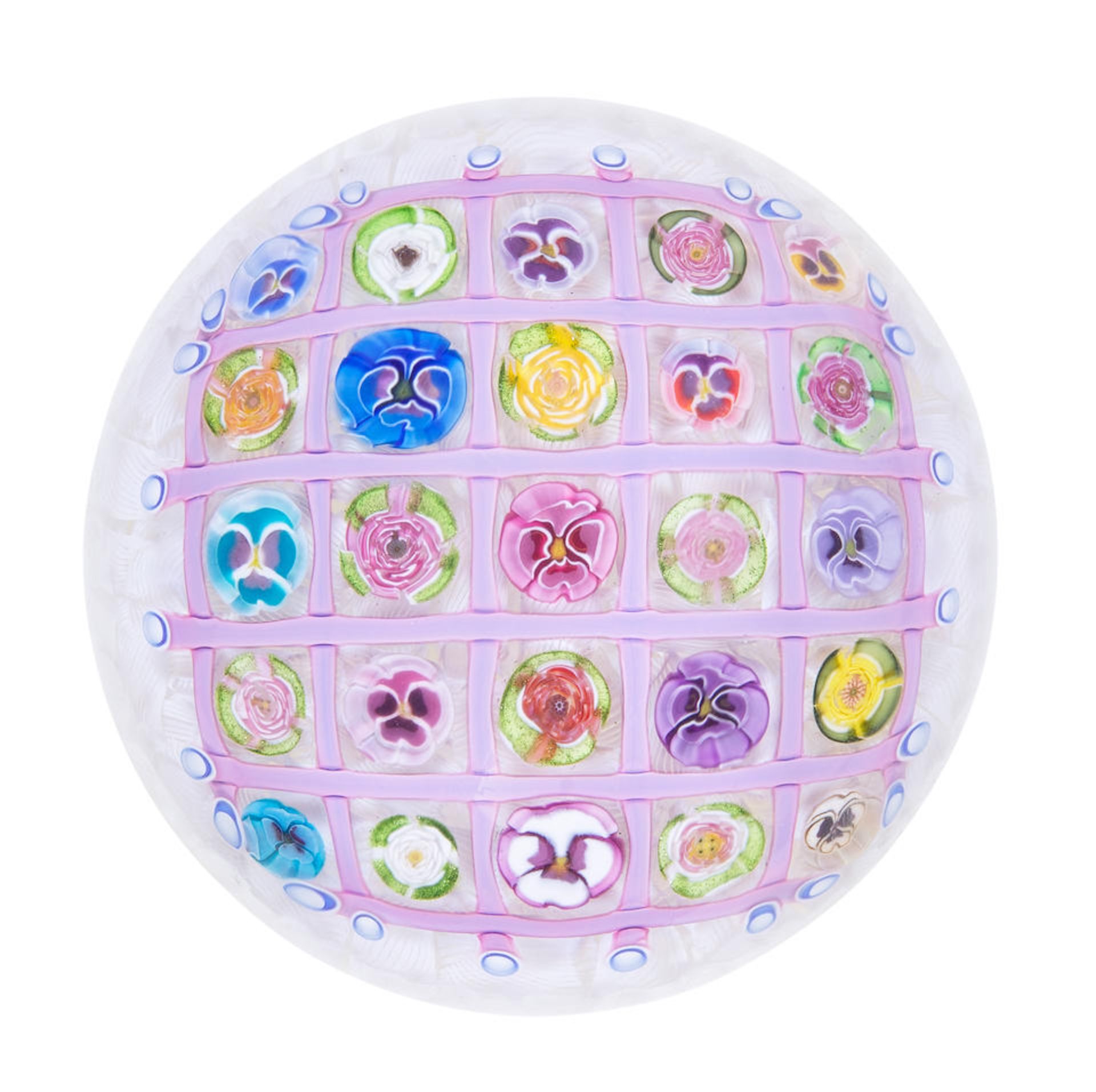 A Parabelle Glass spaced millefiori pigeon hole magnum paperweight, dated 1998