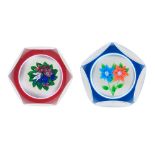 Two St Louis faceted double-overlay bouquet paperweights, dated 1975 and 1983