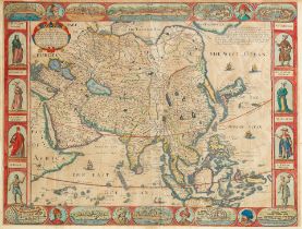 ASIA [WALTON (ROBERT)] A New Plaine, and Exact Map of Asia, Described by N.I. Vischer and done i...