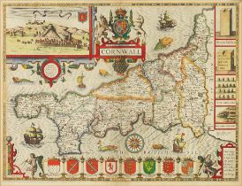 SPEED (JOHN) Cornwall; Devon, hand-coloured maps, John Sudbury and George Humble , 1610, or slig...