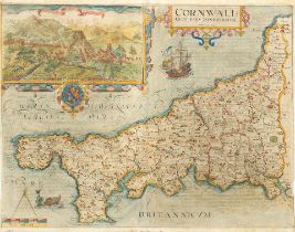 KIP (WILLIAM) Cornwall olim pars danmoniorum, [1607]; BLAEU (JAN) Cornubia sive Cornwallia, Fren...