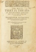 BIBLE, IN ENGLISH, GENEVA VERSION The Bible, Deputies of Christopher Barker, 1598; and one other...