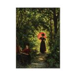 F&#233;lix Joseph Barrias (Paris 1822-1907) Le peintre et son mod&#232;le dans un paysage bois&#...