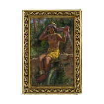 Etienne Nasreddine Dinet (Paris 1861-1929) Jeune baigneuse assise pr&#232;s d'une fontaine (Char...