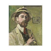 Charles Fran&#231;ois Prosper Gu&#233;rin (Sens 1875-1939 Paris) Autoportrait avec la pipe