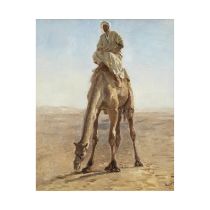 L&#233;on Adolphe Auguste Belly (Saint-Omer 1827-1877 Paris) Grand chameau paissant, &#233;tude ...