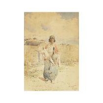 Silvestro Valeri (Rome 1814-1902) La marchande de volailles &#224; Istanbul