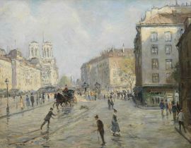 Jean-Fran&#231;ois Raffa&#235;lli (Paris 1850-1924) Le quai des Grands Augustins, Paris