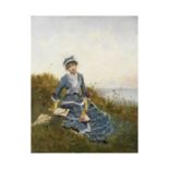 Paul Rossert (Fran&#231;ais, 1841-1910) Portrait de dame, v&#234;tue de bleu