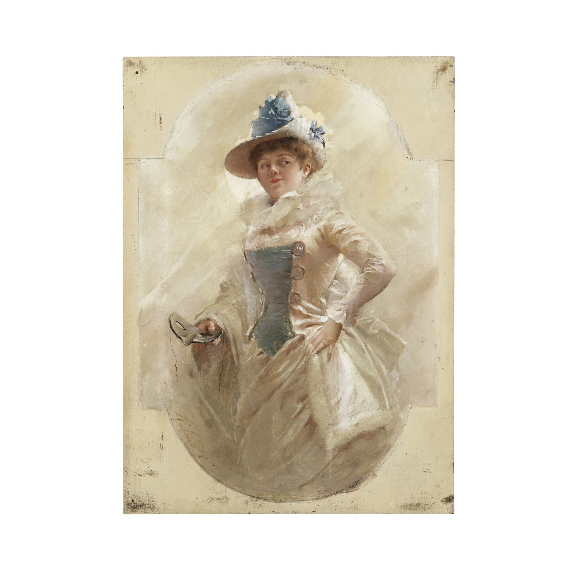 Antoine Calbet (Engayrac 1860-1942 Paris) Portrait de femme en tenue costum&#233;e