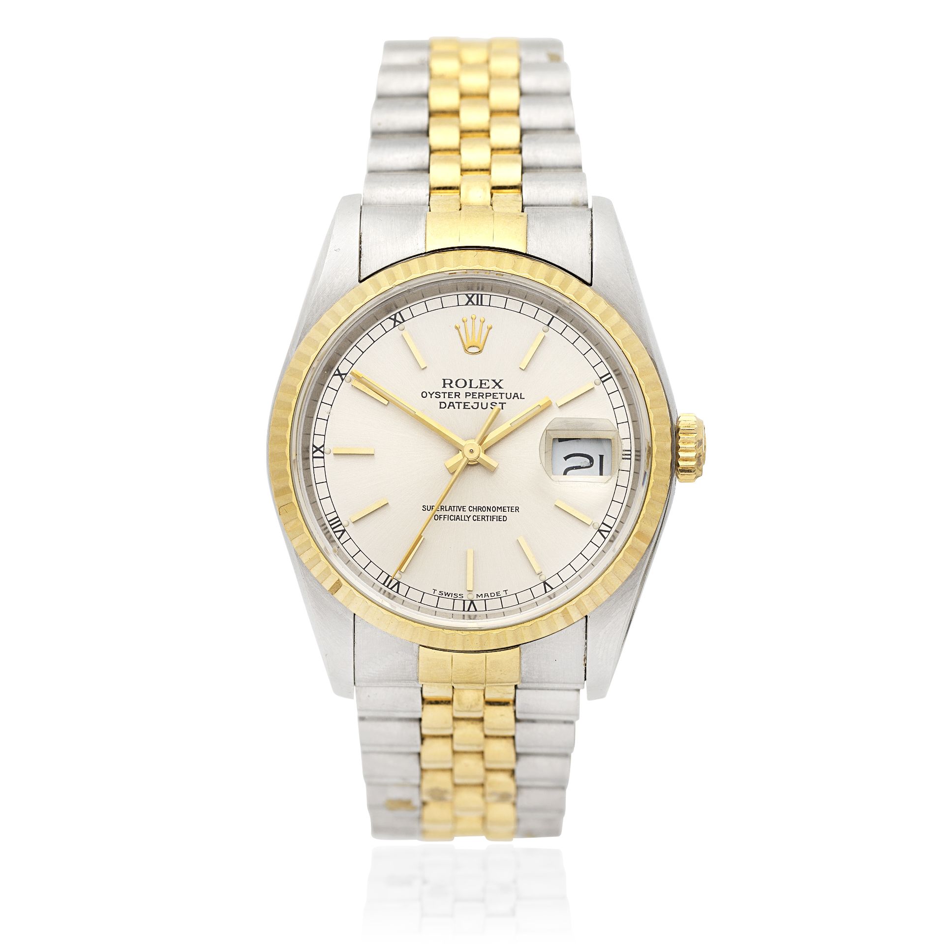 Rolex. A stainless steel and gold automatic calendar bracelet watch Datejust, Ref: 16233, Purch...