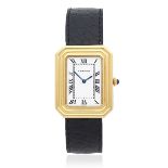 Cartier. An 18K gold manual wind rectangular form wristwatch Cristallor, Circa 1990