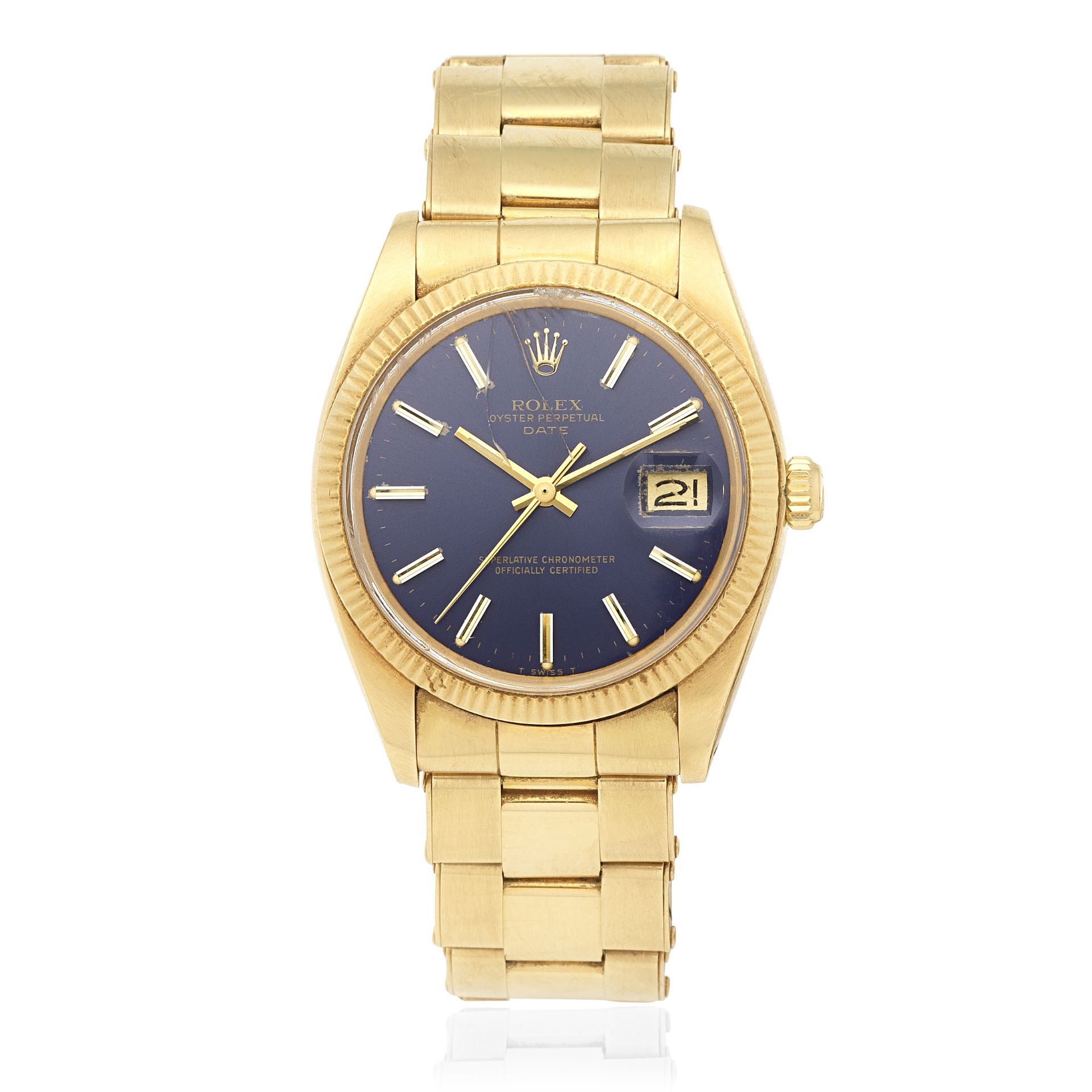 Rolex. An 18K gold automatic calendar bracelet watch Date, Ref: 1503, Circa 1979