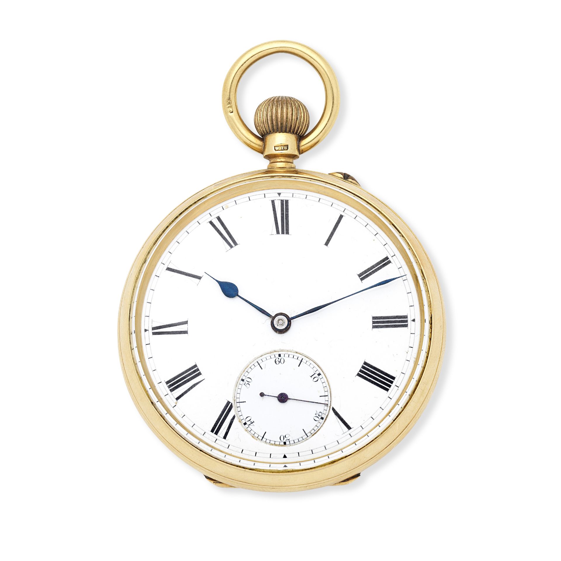 Sir John Bennett Ltd, 65 Cheapside, London. An 18K gold keyless wind open face pocket watch Lond...