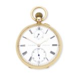 Spink & Son, 2 Gracechurch Street, London. An 18K gold keyless wind open face pocket watch with ...