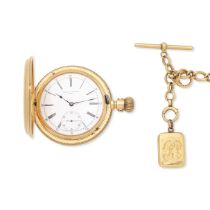 Vacheron & Constantin. An 18K gold keyless wind full hunter pocket watch with 18K gold chain Cir...