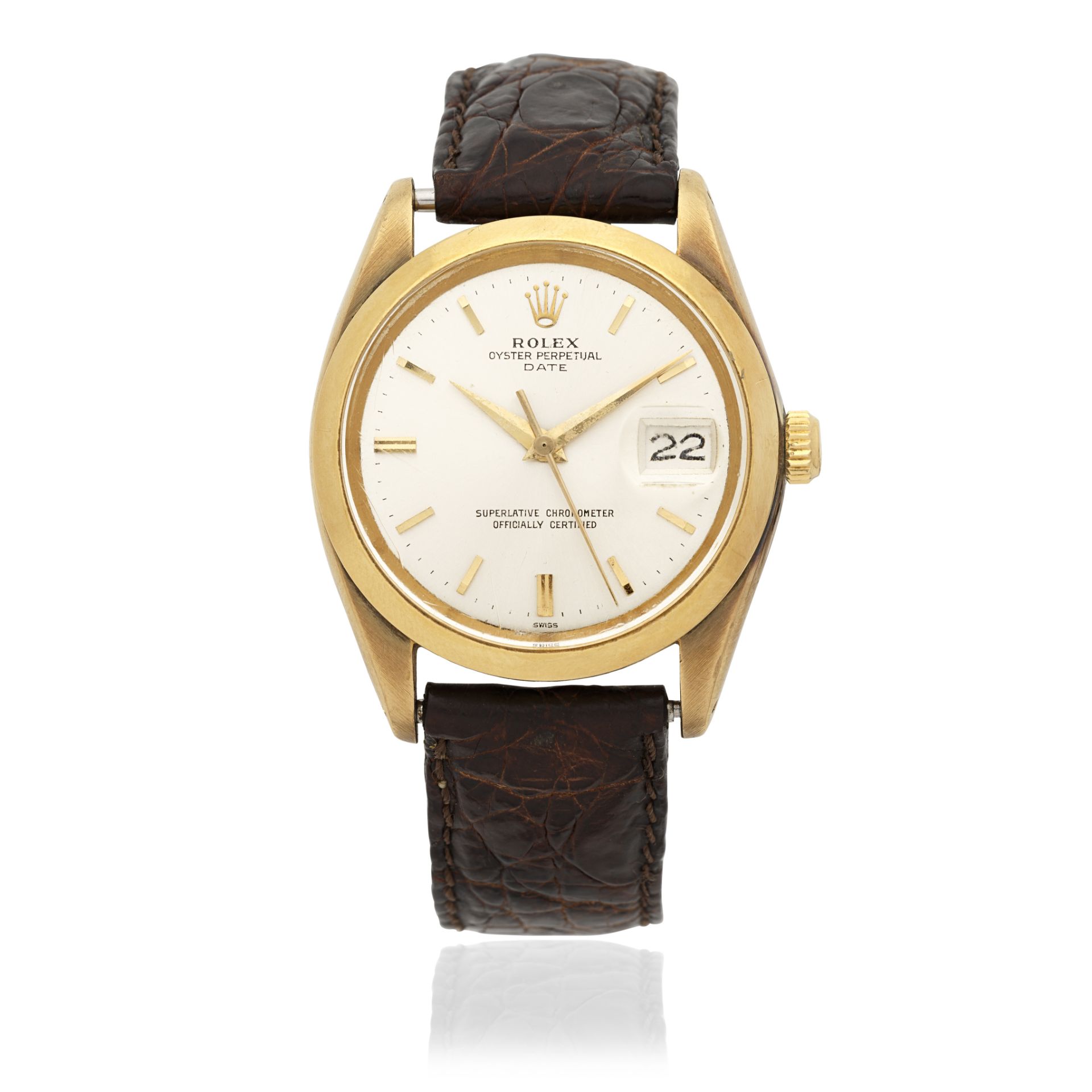Rolex. A 9K gold automatic wristwatch offered on behalf of the original owner Date, Ref: 1500, ...