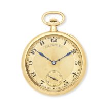 Patek, Philippe & Co. An 18K gold keyless wind open face pocket watch retailed by The Frank Hers...