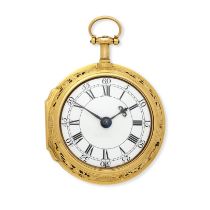 Ellicott. A fine and exceptional gold key wind pair case half quarter repeating pocket watch wit...
