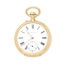Vacheron & Constantin. An 18K gold keyless wind open face pocket watch retailed by Mascort & Bon...