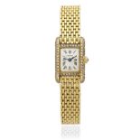 Cartier. A lady's 18K gold diamond set quartz bracelet watch Tank Quartz, Circa 1990