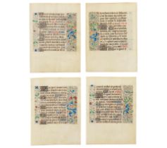 ILLUMINATED MANUSCRIPT LEAVES A group of 8 illuminated leaves from a Book of Hours, Rouen, c.147...