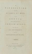 WOLLSTONECRAFT (MARY) A Vindication of the Rights of Men, FIRST EDITION, 1790; BURKE (EDMUND) Re...