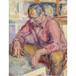 Duncan Grant (British, 1885-1978) Portrait of Pierre at Charleston 45.7 x 35.6 cm. (18 x 14 in.)...