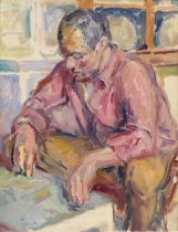 Duncan Grant (British, 1885-1978) Portrait of Pierre at Charleston 45.7 x 35.6 cm. (18 x 14 in.)...