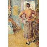Duncan Grant (British, 1885-1978) Angelica Painting at Charleston 77.2 x 51.6 cm. (30 3/8 x 20 3...