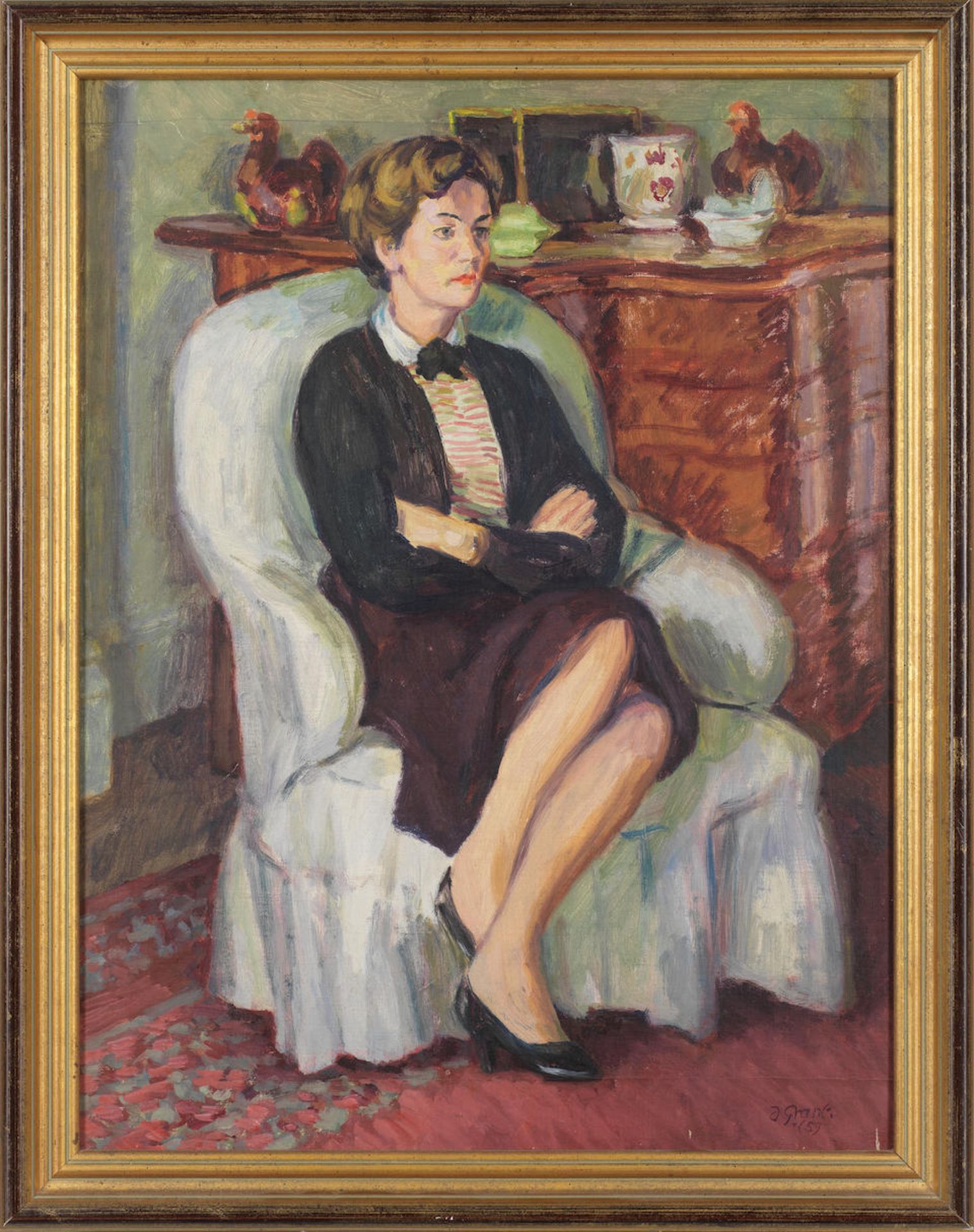 Duncan Grant (British, 1885-1978) Portrait of the Duchess of Devonshire, Seated in an Interior 6... - Bild 2 aus 3