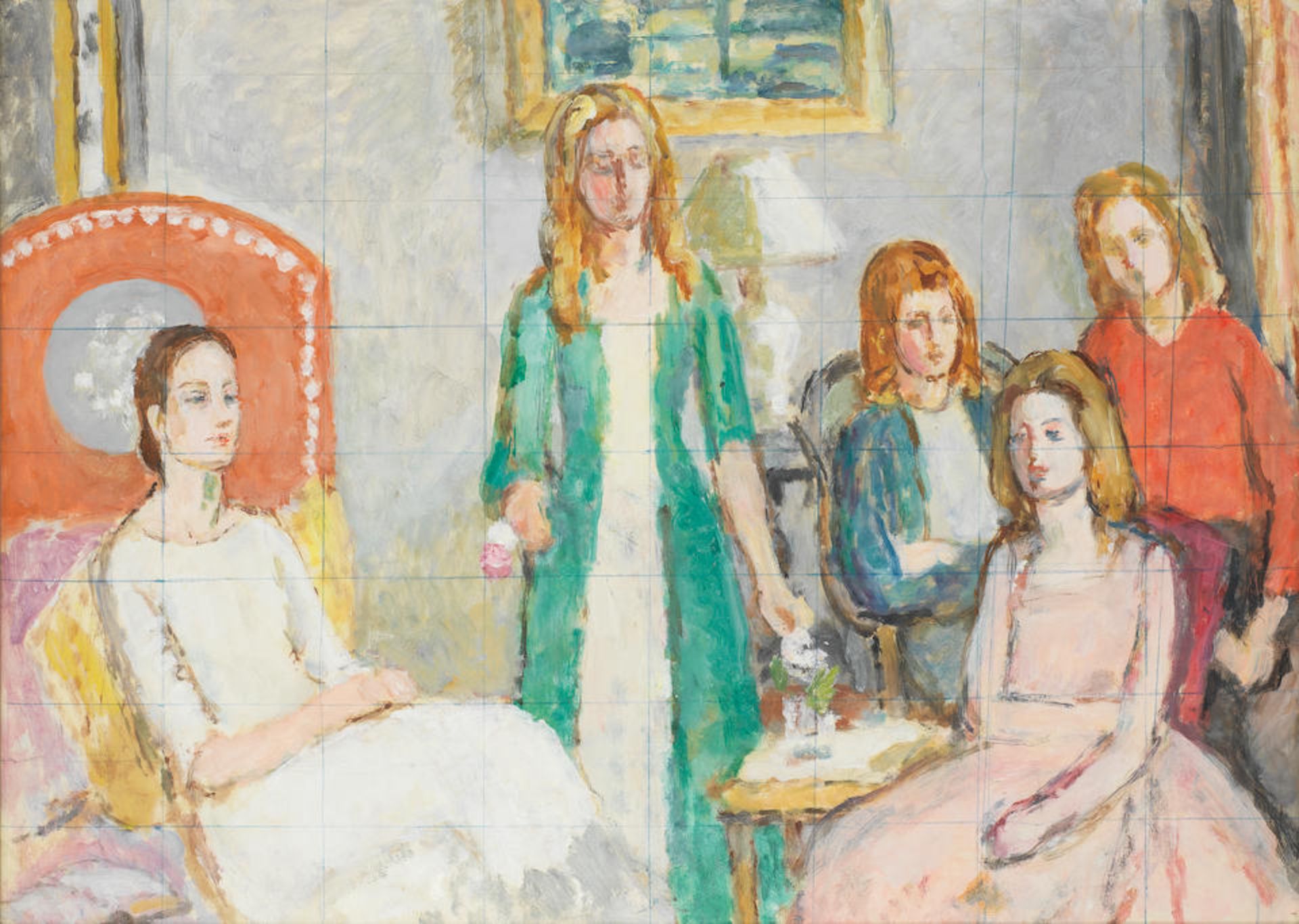Vanessa Bell (British, 1879-1961) Angelica Garnett and Her Four Daughters 50.8 x 68.5 cm. (20 x ...