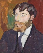 Vanessa Bell (British, 1879-1961) Portrait of Henri Doucet 41.8 x 34.5 cm. (16 1/2 x 13 5/8 in.)...