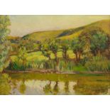 Duncan Grant (British, 1885-1978) The Pond at Charleston 55.7 x 76.2 cm. (22 x 30 in.)