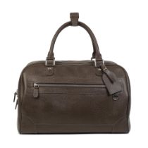 Louis Vuitton: a Brown Taiga Leather Stanislav Travel Bag 2007 (includes luggage tag and handle ...