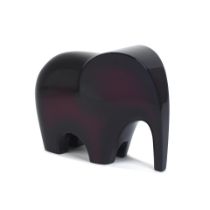 Hermès: an Aubergine Lacquer Lao Elephant Paperweight (includes box)