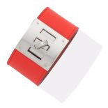 Hermès: an Orange Poppy Epsom Leather Collier de Chien Cuff Bracelet 2015 (includes pouch ...