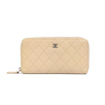 Chanel: a Beige Clair Caviar Leather Zip Around Wallet 2011 (includes serial sticker and authent...