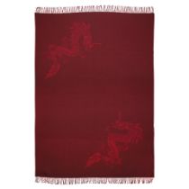 Frette: a Burgundy and Red Wool and Cashmere Dragon Throw/Blanket (includes box)