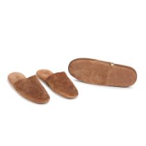 Gucci: a Pair of Tan Suede Slippers (includes case)