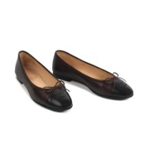 Chanel: a Pair of Brown and Black Ballerina Flats (includes dust bags and box)