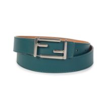 Fendi: a Teal Blue FF Buckle Belt (includes dust bag)