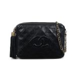 Karl Lagerfeld for Chanel: a Dark Navy Lambskin CC Camera Bag 1989-91 (includes serial sticker, ...