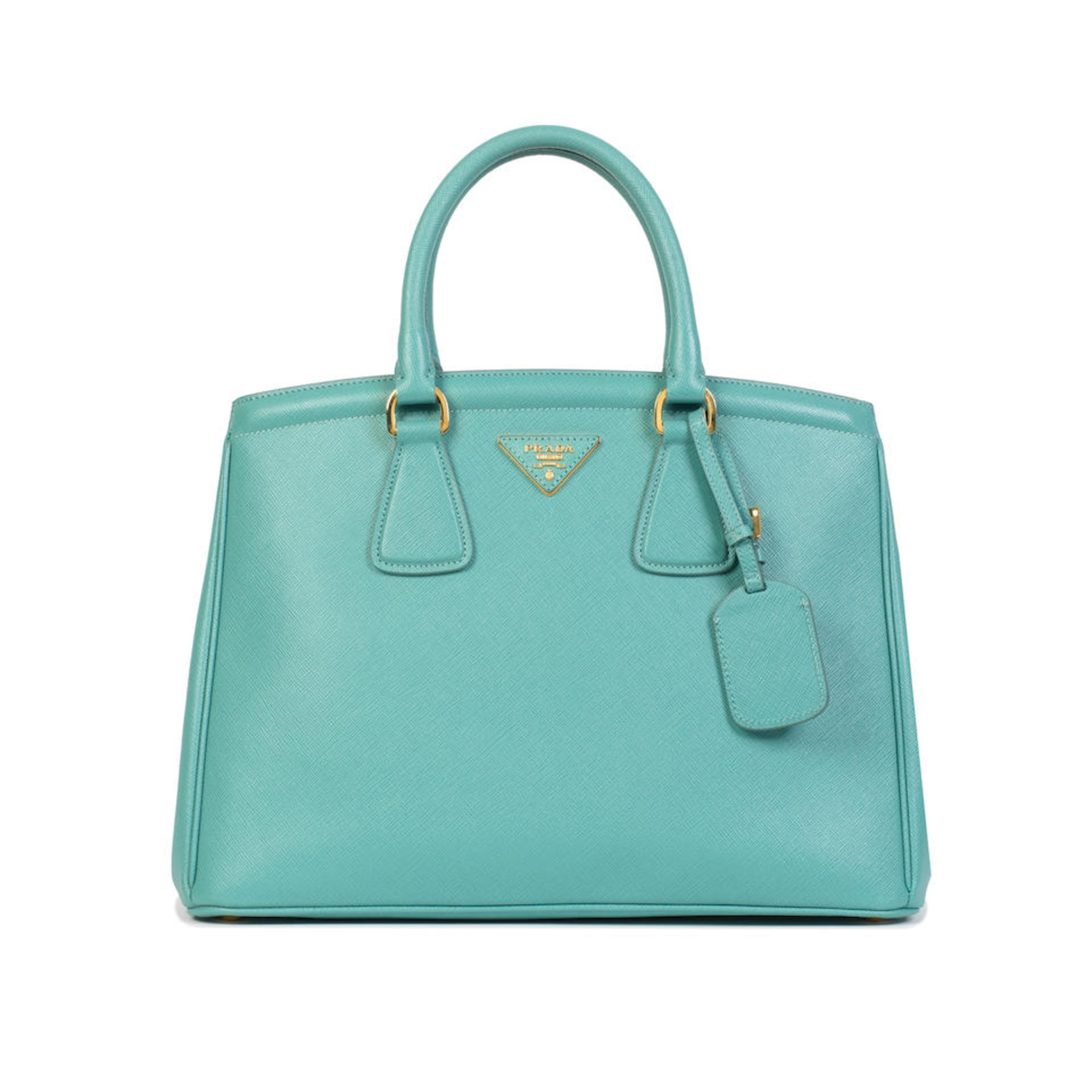 Prada: a Pale Blue Saffiano Lux Leather Tote Bag (includes authenticity card and dust bag)